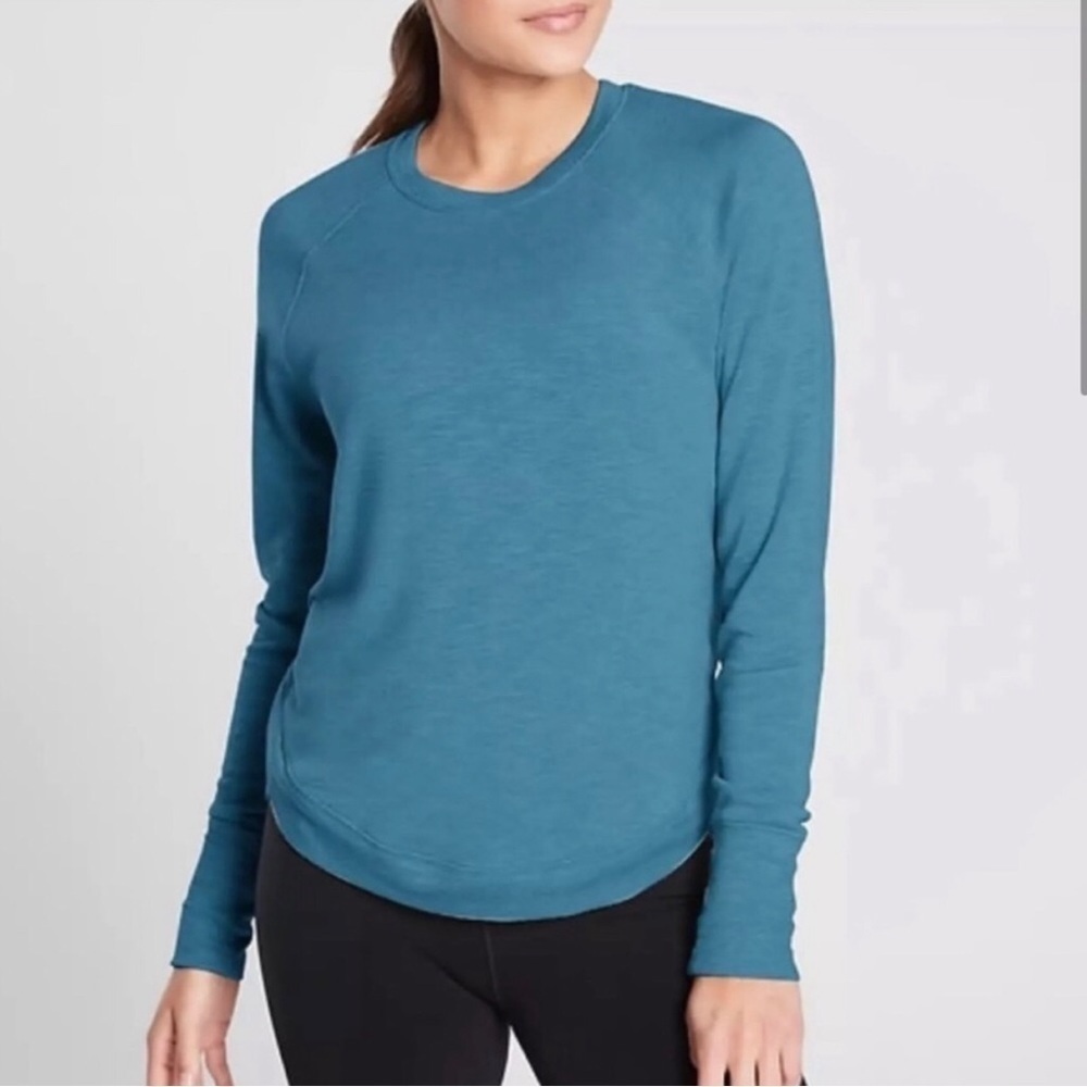 Athleta High Serenity Teal Crewneck Pullover Sweatshirt Small